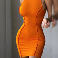 Newest Plain Butt-Lift Stitching Piece lady  Dress  Casual Sleeveless Knit Bodycon Dress Women1