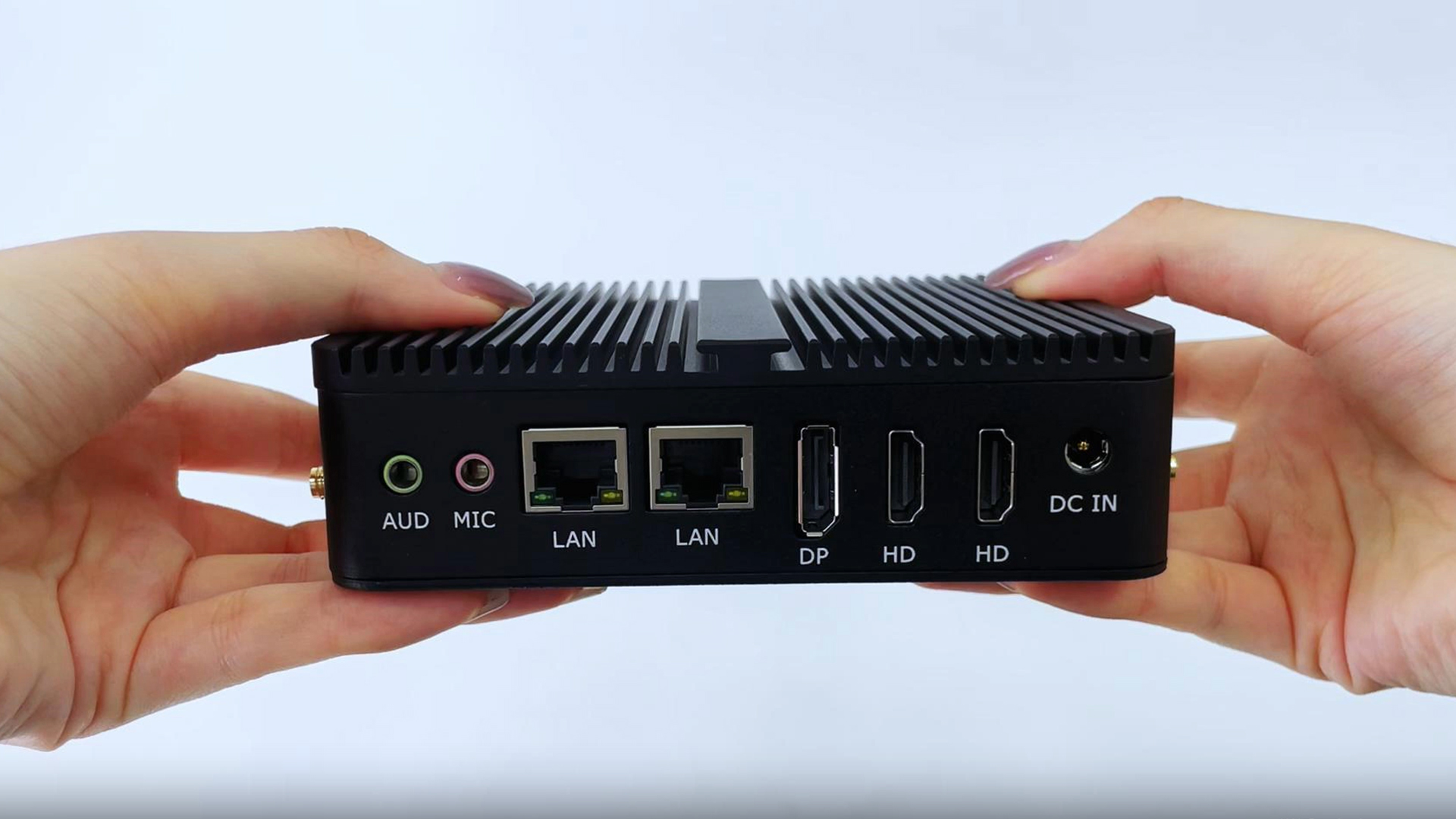 J6412 N100 Fanless Mini PC с Dual HDMI DP