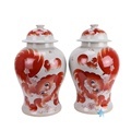 Red and White Dragon Pattern Ceramic Temple Jar for Home Decoration - RZIH24-A1