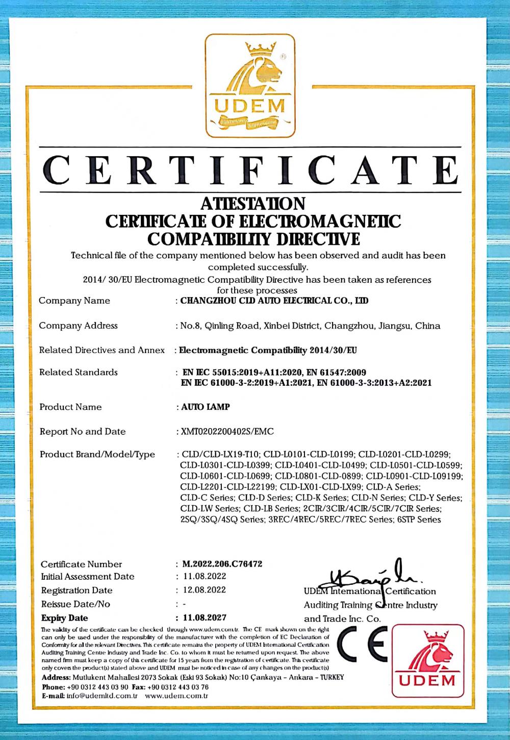 CERTIFICATE OF ELECTROMAGNETIC