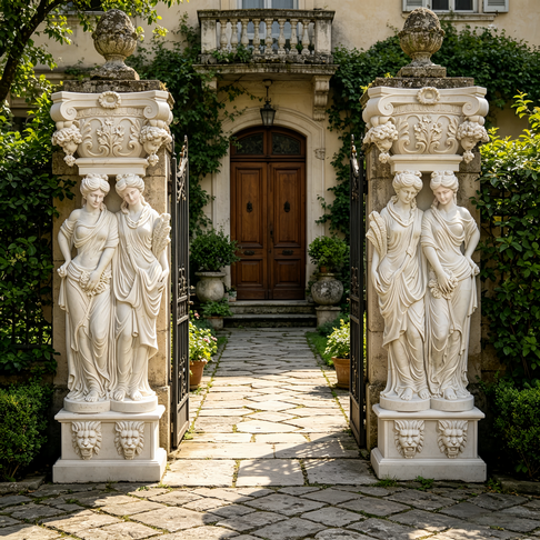 White Marble Statue Column Pedestal for Home Decor