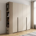 Modern and simple four-door solid wood wardrobe with top cabinet bedroom wardrobe closet size combination1