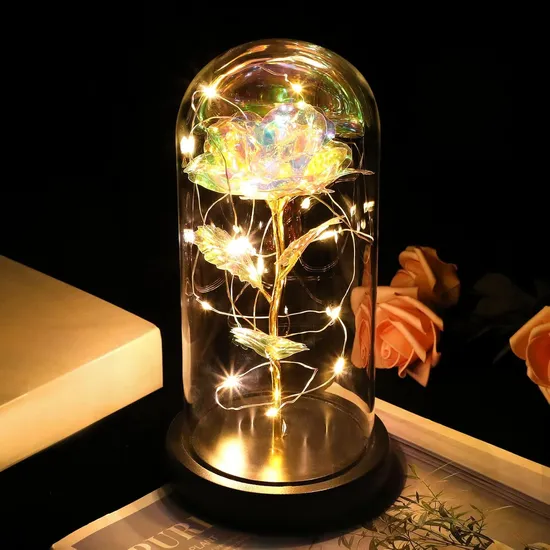 Galaxy Rose for Women, Glass Dome Rainbow Eternal Rose Gift1