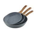 Grey Dots Forged Aluminum Frying Pan Set with Non-Stick Stone Marble Coating and Wooden Handles1
