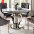 Arturo Round Dining Table Set: Grey Marble and Chrome for Your Living Room1