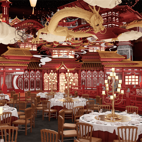 القصر الذهبي الأحمر وعيد التنين الميمون: وليمة المحكمة الكبرى على الطراز الصيني القديم