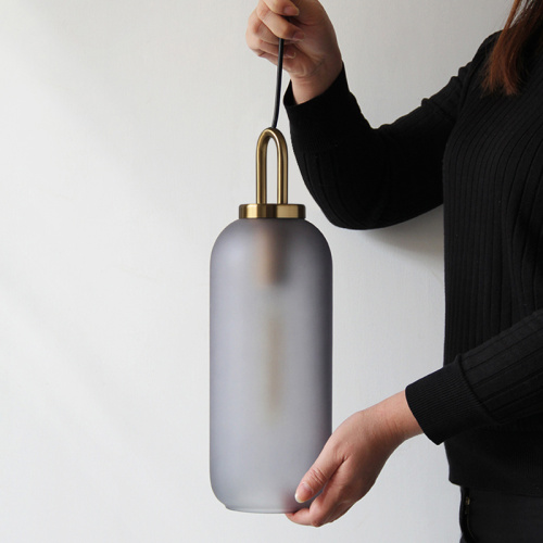 Frosted black glass dining room pendant lamp
