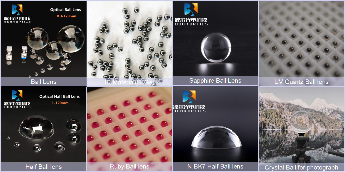 Factory oferecem 0,3 -120mm de bola rubi e lente de vidro óptico de lente de bola lente