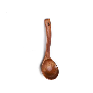 Wooden long-handled large soup spoon can be used for soup and porridge in the home kitchen.