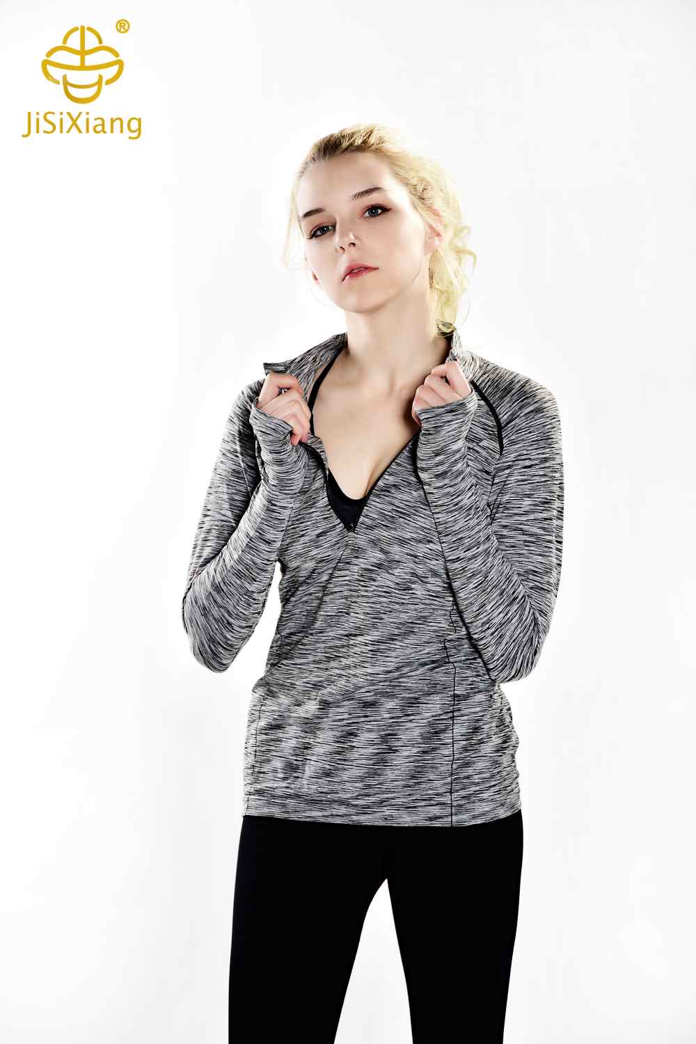 터틀넥 지퍼 요가 피트니스 슈트