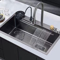 Waterproof Nano Black Single Bowl Farmhouse Kitchen Sink 201/304 Stainless Steel1