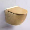 Luxury Gold Wall-Mounted Floating Toilet Bowl1