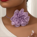 Brave Light Custom Long Rope Fabric Flower Choker Necklace for Women1
