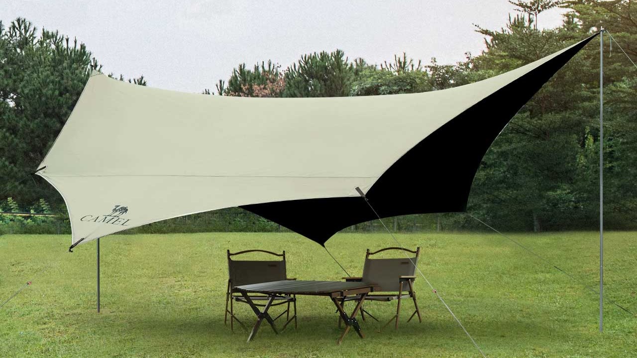 Chameau camping tarp 8-12 personne imperméable à la protection UV à la protection UV camping noir revêtement noir tente mouche de mouche de pluie Tarp1