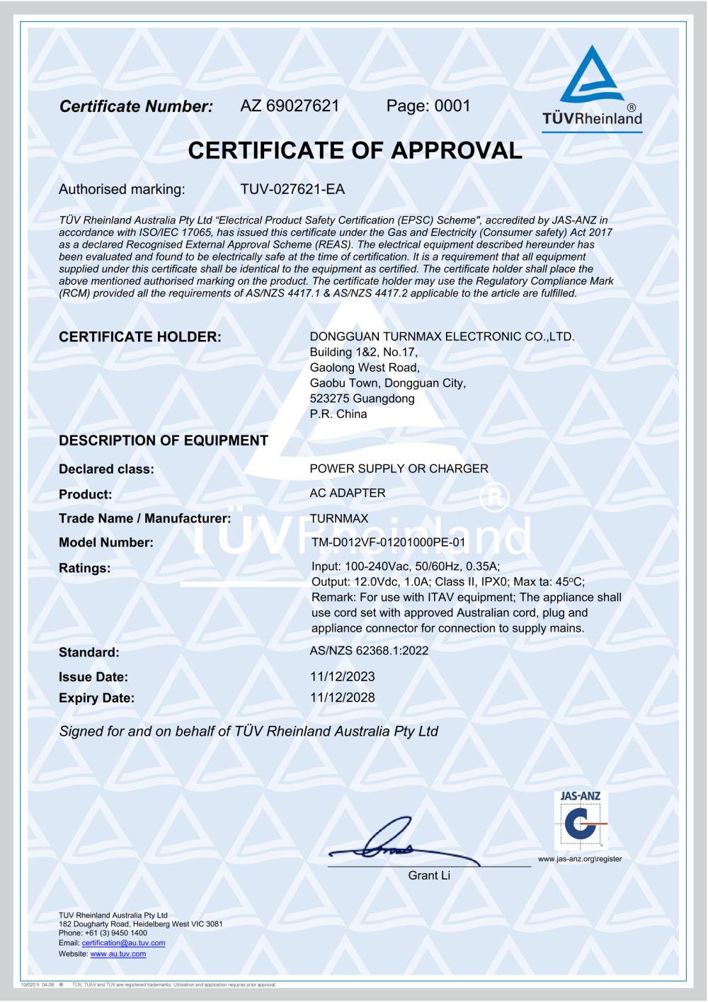 CERTIFICATE OF APPROVAL