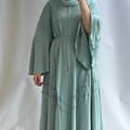 عمده فروشی 2024 طرح های اسلامی مسلمان دبی قطر بدلیجات Abaya Dubai Rayon Abaya With Belt1