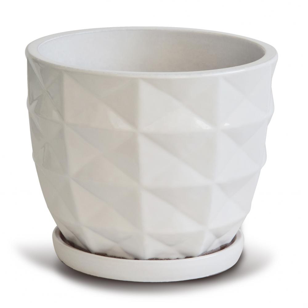 Diamond Flower Pot White 1