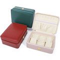 Benutzerdefinierte Logo -Reise tragbare quadratische Ring Halskette Ohrringe Schmuck Zipper Box PU Leder Schmuck Aufbewahrung Box1