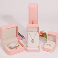 Han Hong New Custom Logo Schmuck Verpackung Box Pink Leder Schmuckschatulle Quadrat Ohrringe Halskette Schmuck Ringbox1