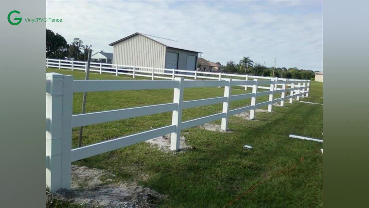 PVC Horse Fence Vinyl 3 Rail Fence White Black Farm Fence UV Resistant Flat Cap1