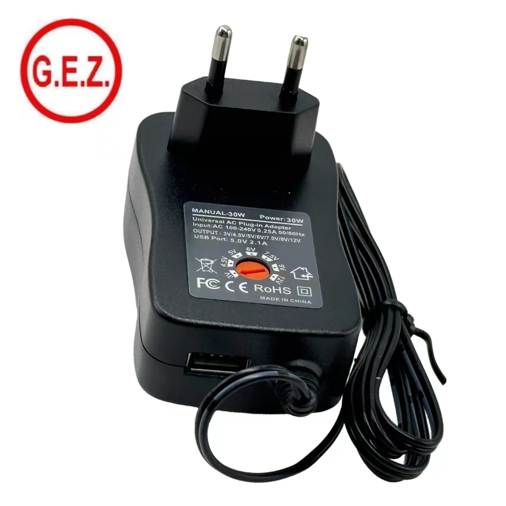 custom ac to dc 30w 24w 12v 9v 7.5v 6v 5v 4.5v 3v 1a adjustable voltage power adapter