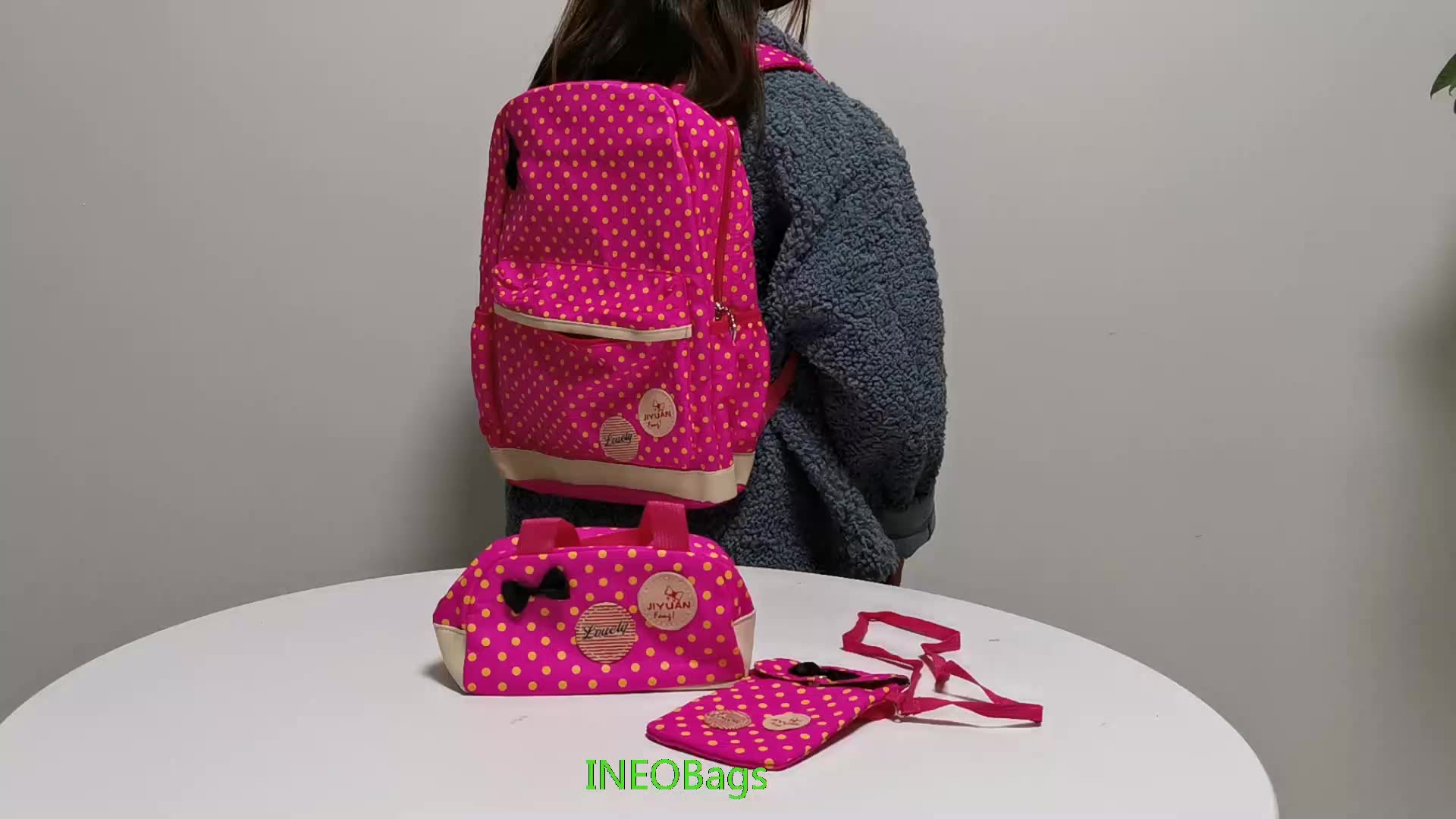 3pcs Children's Bookbag Cute Bowknot Durable Polyester Backpack Elementary School Bags Set for Kids Girls with Stationery1