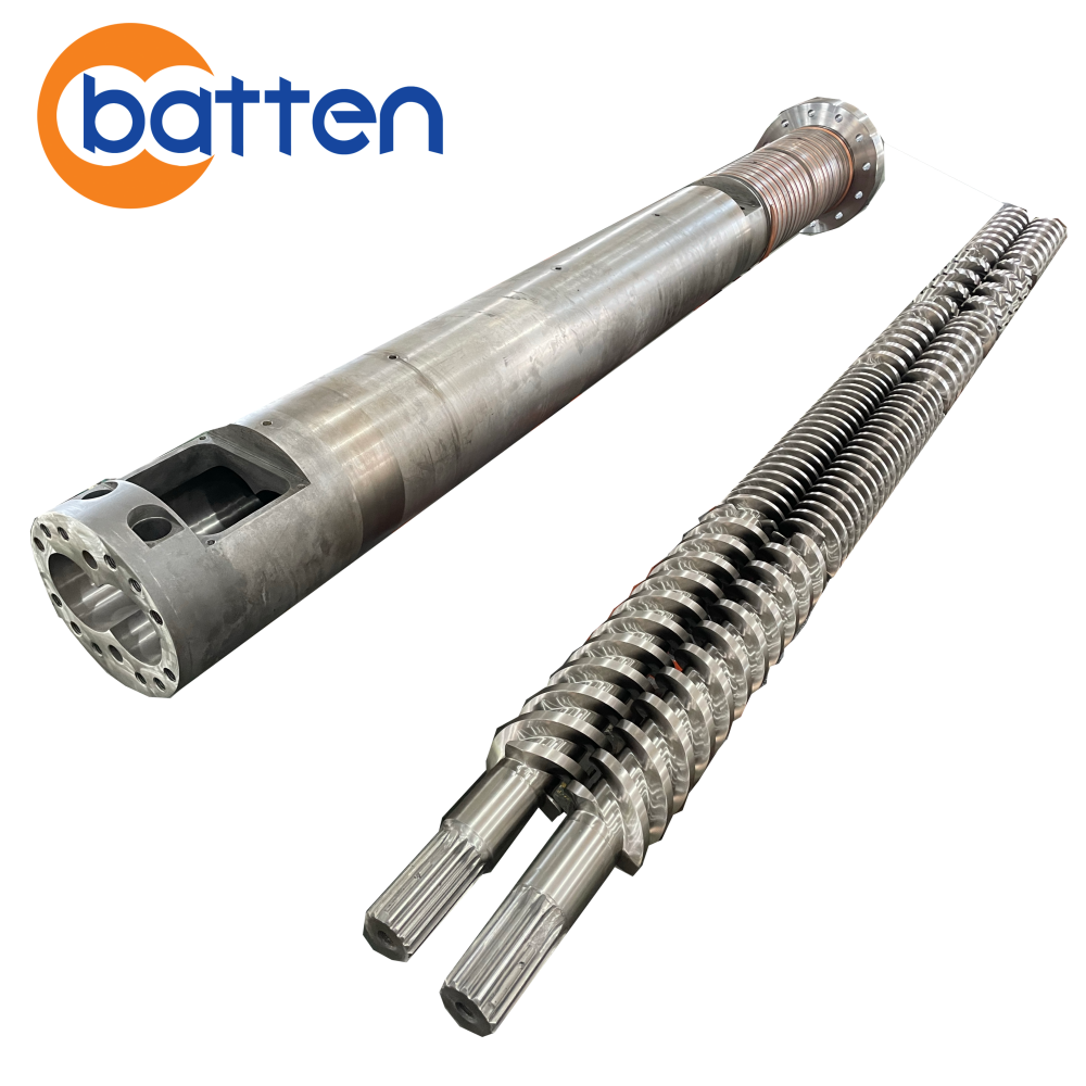 110-22 Паралельны двухшрубавы ствол, 2-зоннае вонкавае астуджэнне алею з папярэдне ўсталяванымі меднымі трубкамі і ўнутраным астуджэннем алею са сплаву