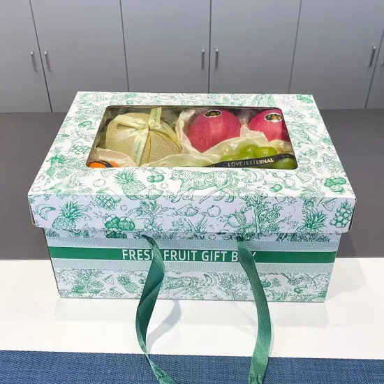 Caja de regalo de embalaje de frutas Juego de impresión de lujo avanzado personalizable Cajas de empaquetado de la tienda de frutas al por mayor.