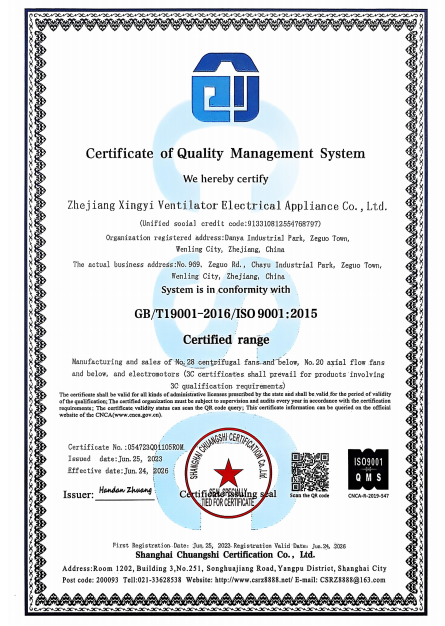 Certificate of Quality Management System