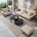 Italian leather sofa three-seat living room combination light luxury modern European latex color matching sofa1