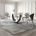 Bukti Gores Batu Sintered Natural Atas Stainless Steel Moon Design Modern Dining Table1