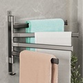 4-Arm Black Aluminum Wall-Mounted Swivel Bathroom Towel Rack1