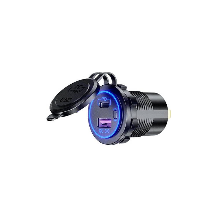 DC 12V 2 Port USB C Car Quick Charger Socket