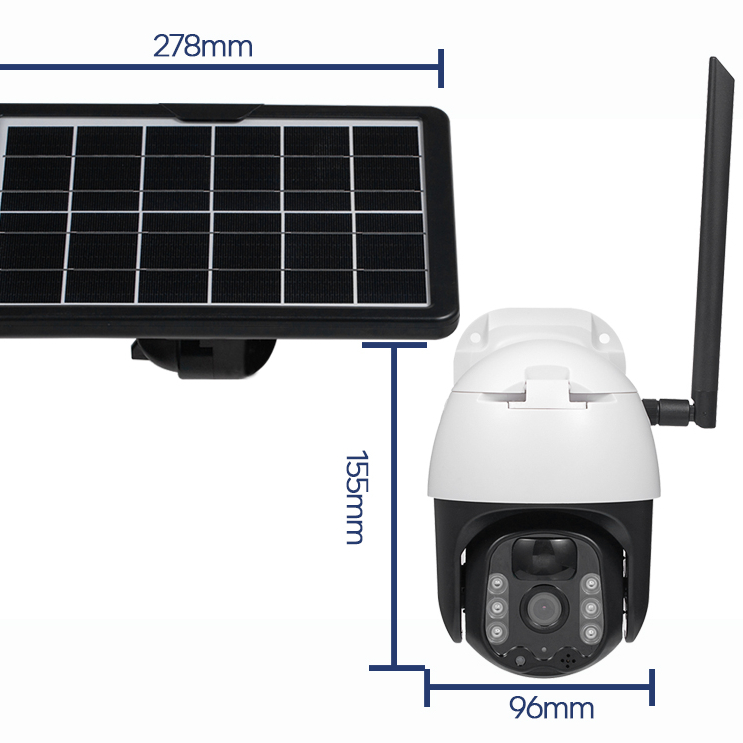 Fabrikpreis hoher Qualität im Freien mit großer Stromstrom drahtloser Dombewegung Erkennung Weitwinkel wasserdichtes Solarptz Camera11