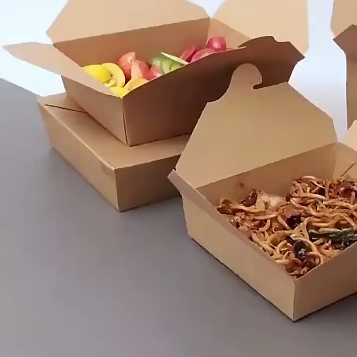 Custom Design Take Out Container Kraft Paper Food Lunch Box For Restaurant - Buy Kraft Paper Lunch takeaway Fast Food Lunch Kraft Paper Boxes paper Lunch Boxes Wholesale Product on Alibaba.com