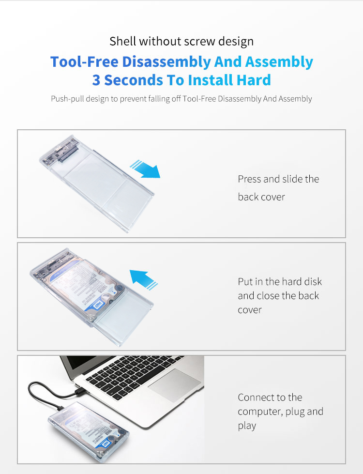 4TB Transparent Mobile External HDD Case