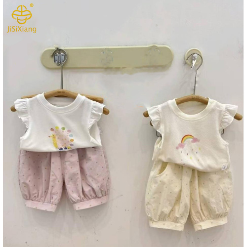 소녀를 위한 귀여운 인쇄된 짧은 소매 세트