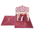 Laser Cut 3D Burgundy Paper Invitation for Birthday, Marriage, and Wedding1