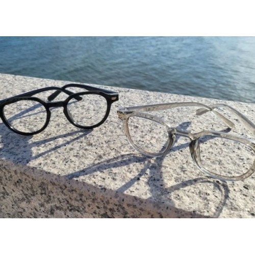 Eyeglass frames made of biodegradable materials are lightweight and stylish