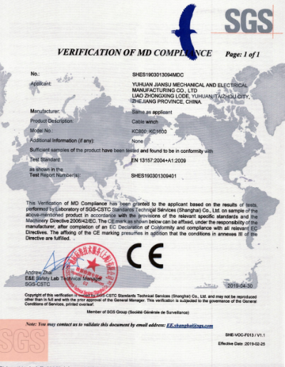 VERIFICATION OF MD COMPLLANCE