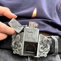 Wholesale Men's Leather Belt with Double Dragon Zinc Alloy Buckle1