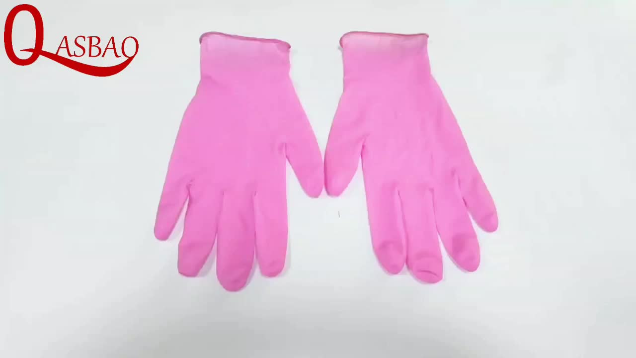 Hot bon marché jetable rose pur gants en nitrile de Chine en gros