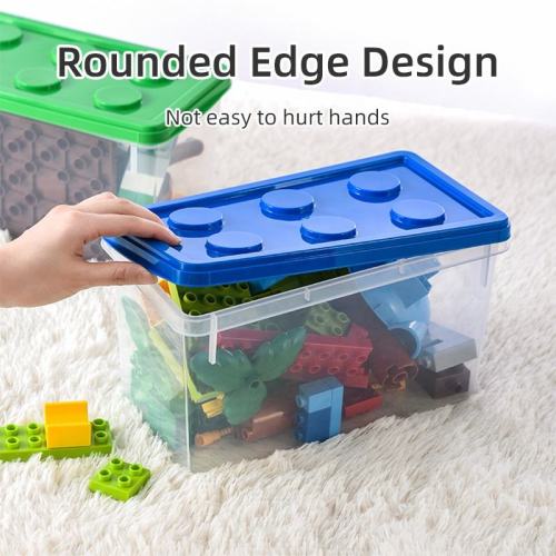 製品名:おもちゃの整理のための安全な蓋付きの丸いエッジの透明なレゴ収納ボックスキーワード: