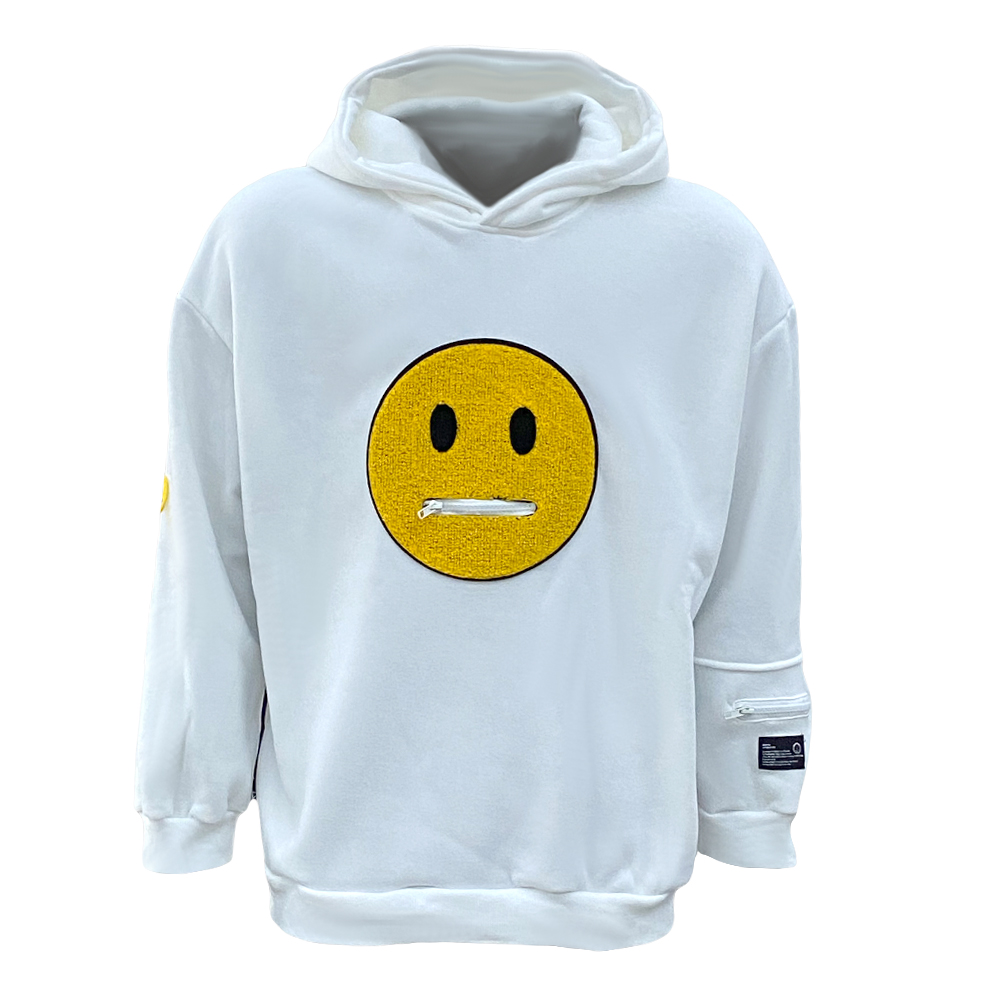 white smile pocket hoodie