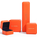 Hanhong Factory Großhandel Custom Luxury Samt Schmuck Verpackung Box Halskette Armband Aufbewahrungsbox Orange Leder Ring Schmuck B1
