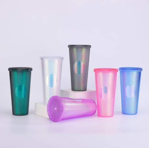 Introducing the Fish Scale Double Plastic Straw Cup: The Ultimate Blend of Style and Functionality