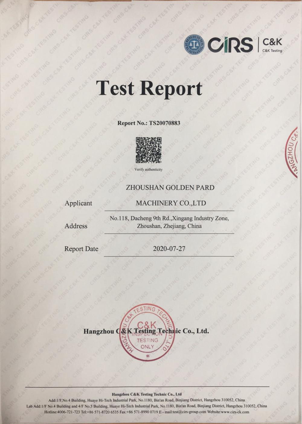 stainless steel test report