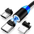Magnetic Charging Cable 360° & 180° Rotation, 3-in-1 Magnetic Phone USB Charger Cable (Micro USB/Type-C/iOS, 1m)1
