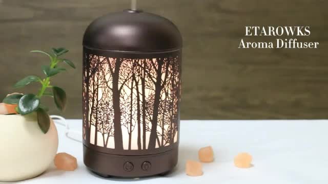 Essential Oil Diffuser Bronze Metal Diffuser Essential Oil humidifier, with Colorful Night Light1