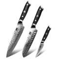 SHAN ZU 3-Piece Hot Sale Knife Set: 67 Layers Damascus Steel with G10 Handle for Japanese Kitchen Chef, Including Santoku and Paring Knives1